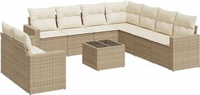 vidaXL 10 részes bézs polyrattan kerti ülőgarnitúra párnával
