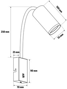 Brilagi - Rugalmas fali lámpa SELE 1xGU10/30W/230V fehér/tölgy dekor