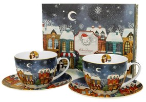 Karácsonyi porcelán csésze aljjal 2 db szett 280 ml díszcsomagolásban Christmas City