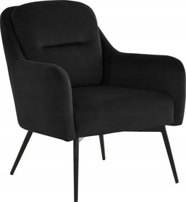 Pihenőszék velúr fekete kényelmes olvasáshoz, nappaliba Mert