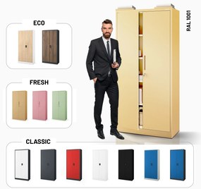 Zárható irodai szekrény JAN, 900 x 1850 x 400 mm, Fresh Style: bézs