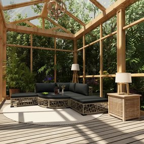 6-részes szürke polyrattan kerti bútorszett párnákkal