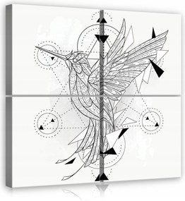 Vászonkép 50x50 Kolibri madár grafika geometria minimalizmus modern absztrakt
