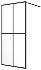Fekete ESG üveg és alumínium zuhanyfal polccal 90 x 195 cm