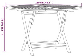 tömör tíkfa összecsukható kerti asztal Ø 110 x 75 cm
