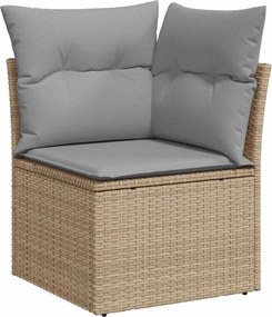 vidaXL Kerti Kanapé Szett tárolóval 7 pcs Bézs Poli rattan