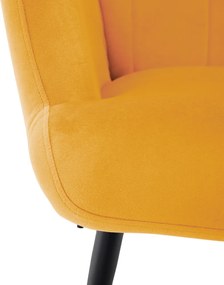 Fotel lábtartóval, sárga Velvet szövet/fekete, HABEN