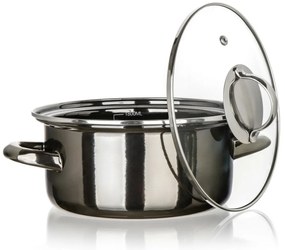 Banquet METALLIC Black 20 cm-es zománcozottserpenyő, 2 l, fedővel, 20 cm