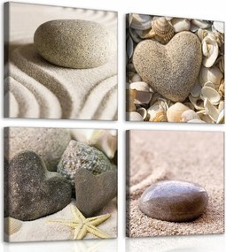 Vászonkép 50x50 Tenger tengerpart homok kő kagyló nyugalom természet textúra pihenés