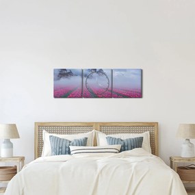 Kép - Tájkép tulipánmezőkkel (órával) (90x30 cm)