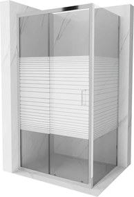 Mexen Apia zuhanykabin tolóajtóval 135 (ajtó) x 100 (fal) cm, 5mm átlátszó üveg csíkokkal, króm profil, 840-135-100-01-20
