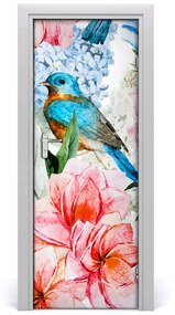 Ajtó tapéta Virágok és madarak 75x205 cm