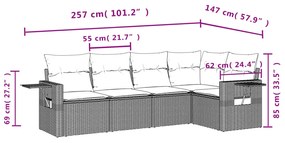 5 részes szürke polyrattan kerti ülőgarnitúra párnákkal