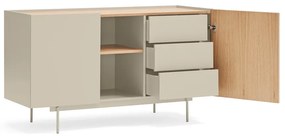 Bézs-natúr színű alacsony komód tölgyfa dekorral 130x78 cm Otto – Teulat