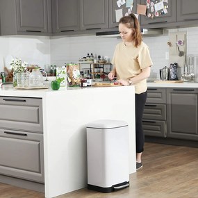 Fedéllel ellátott kuka, pedálos konyhai hulladékgyűjtő 30l, fehér