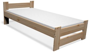 STUDENT tömörfa ágy + ágyrács + MORAVIA matrac 16 cm, 80x200 cm, natúr/lakkozás nélkül