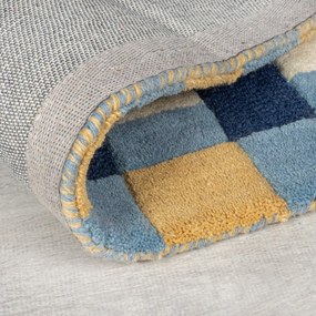 Kék kézi szövésű gyapjú szőnyeg 120x170 cm Kai Wool Border – Flair Rugs