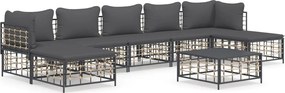 vidaXL 8 részes antracitszürke polyrattan kerti ülőgarnitúra párnákkal