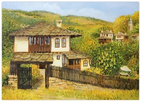 Kép - Házak nyáron (70x50 cm)