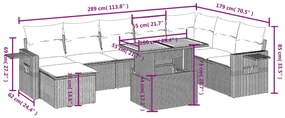 9-részes bézs polyrattan kerti ülőgarnitúra párnákkal