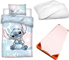 Disney Lilo és Stitch, A csillagkutya Pastel Pink gyerek, ovis ágyneműhuzat, derékalj és paplan/párna szett 100x135 cm 40x60 cm