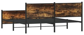 füstös tölgy színű fém ágykeret matrac nélkül 183 x 213 cm
