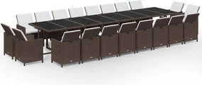 vidaXL 21 részes barna polyrattan kerti étkezőgarnitúra párnákkal