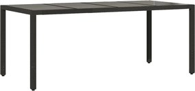 vidaXL fekete polyrattan üveglapos kerti asztal 190 x 90 x 75 cm