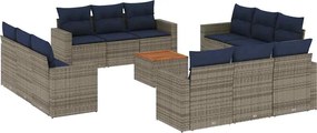 vidaXL 13 részes szürke polyrattan kerti ülőgarnitúra párnákkal