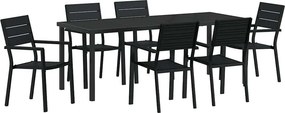 vidaXL Kert étkező szett 7 pcs Fekete Porszórt acél