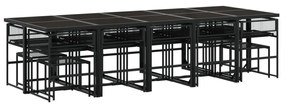 15 részes fekete polyrattan kerti étkezőgarnitúra