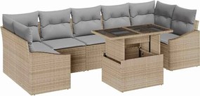 vidaXL Kerti Kanapé Szett 8 pcs bézs és világosszürke polirattan
