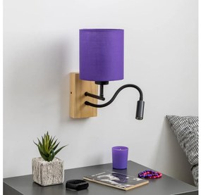 Brilagi - LED Fali lámpa NUBILA WOOD 1xE27/25W/230V + LED/3W tölgy/lila