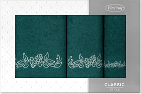 Clavia hímzett törölköző szett 3 db-os zöld Ajándék