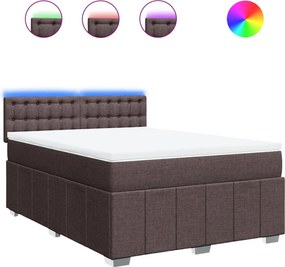 vidaXL sötétbarna szövet rugós ágy matraccal 160 x 200 cm