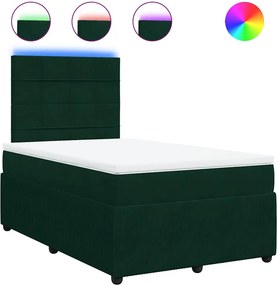 vidaXL sötétzöld bársony rugós ágy matraccal 120 x 200 cm