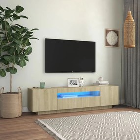 Sonoma tölgy színű TV-szekrény LED-lámpákkal 160 x 35 x 40 cm