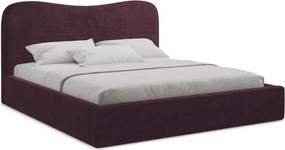 Sötétlila kárpitozott ágyneműtartós franciaágy ágyráccsal 160x200 cm Kahai – Makamii