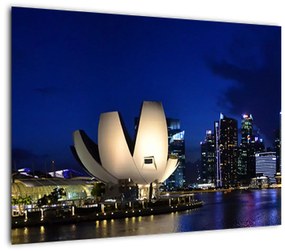 Éjszakai Szingapúr képe (üvegen) (70x50 cm)