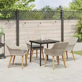 Étkezőgarnitúra 5 pcs Világosszürke Poli rattan