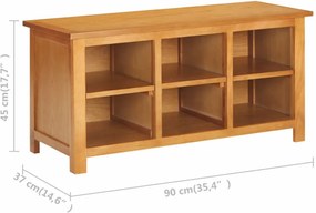 tömör tölgyfa cipőtartó 90 x 37 x 45 cm