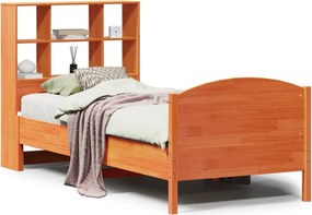 vidaXL barna tömör fenyőfa könyvespolcos ágy matrac nélkül 75 x 190 cm