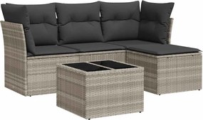vidaXL 5 részes világosszürke polyrattan kerti ülőgarnitúra párnákkal