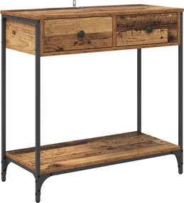 vidaXL Konzolasztal fiókkal Öreg fa 75 x 34,5 x 75 cm Faanyag