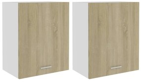 2 db sonoma tölgy színű szerelt fa függő szekrény 50x31x60 cm