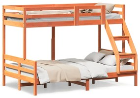 viaszbarna tömör fenyőfa emeletes ágy 80 x 200/120 x 200 cm