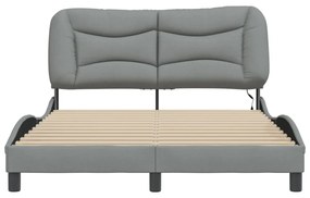 világosszürke szövet ágykeret LED-es matrac nélkül 140x200 cm