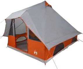 vidaXL Tipi sátor tetővel Szürke és narancs 358 x 296 x 258 cm taft