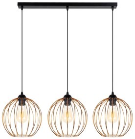 Csillár zsinóron MATT 3xE27/60W/230V fekete/réz