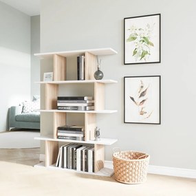 Fehér-natúr színű könyvespolc tölgyfa dekorral 90x127 cm Harmon – Kalune Design